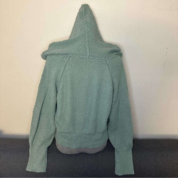 Free People Found My Friend Nubby Knit Hoodie Sweater Green- L - Picture 3 of 8
